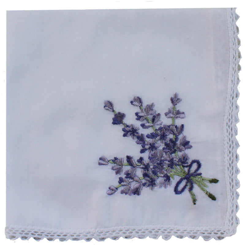 Lavender Embroidered Cotton Hankie