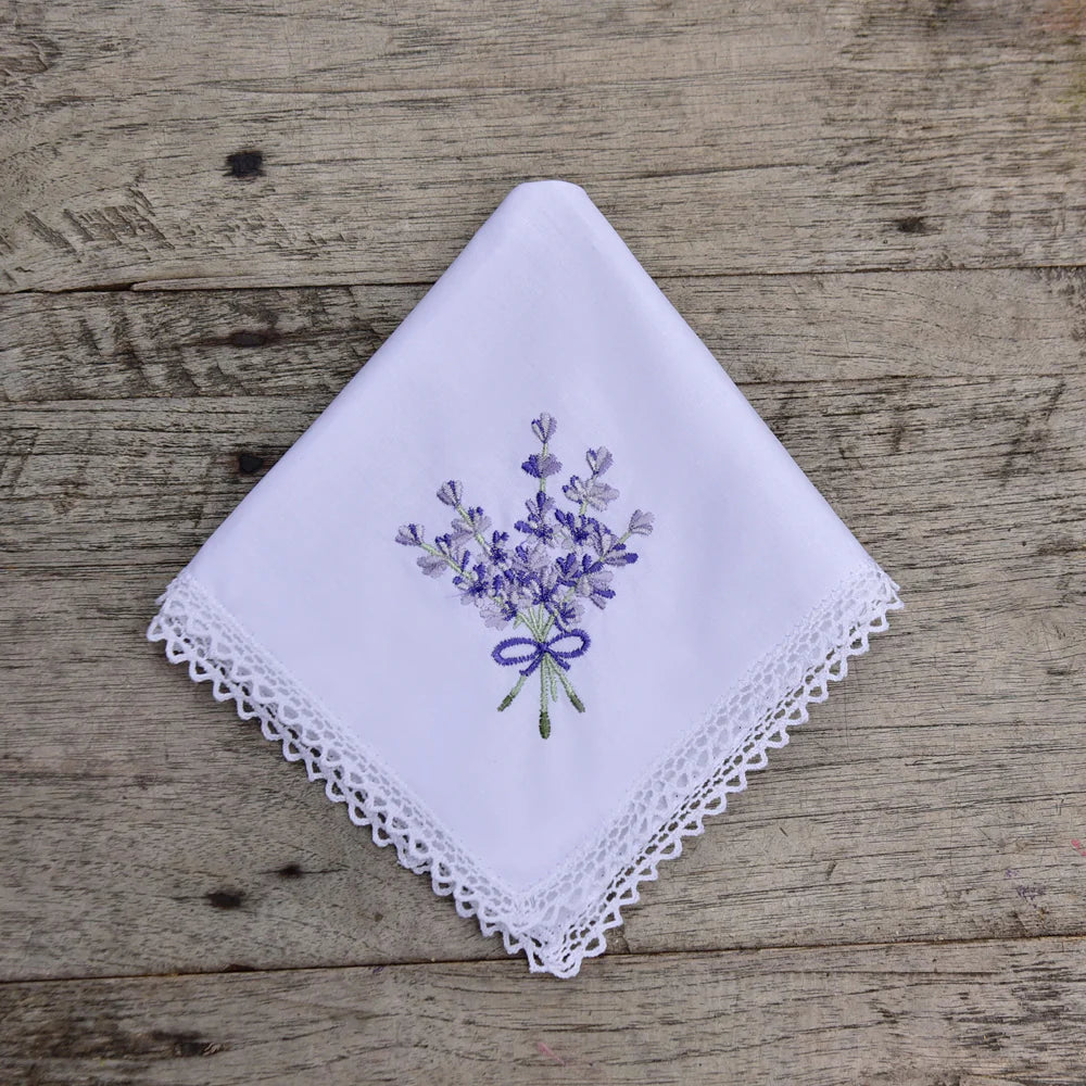 Lavender Embroidered Cotton Hankie