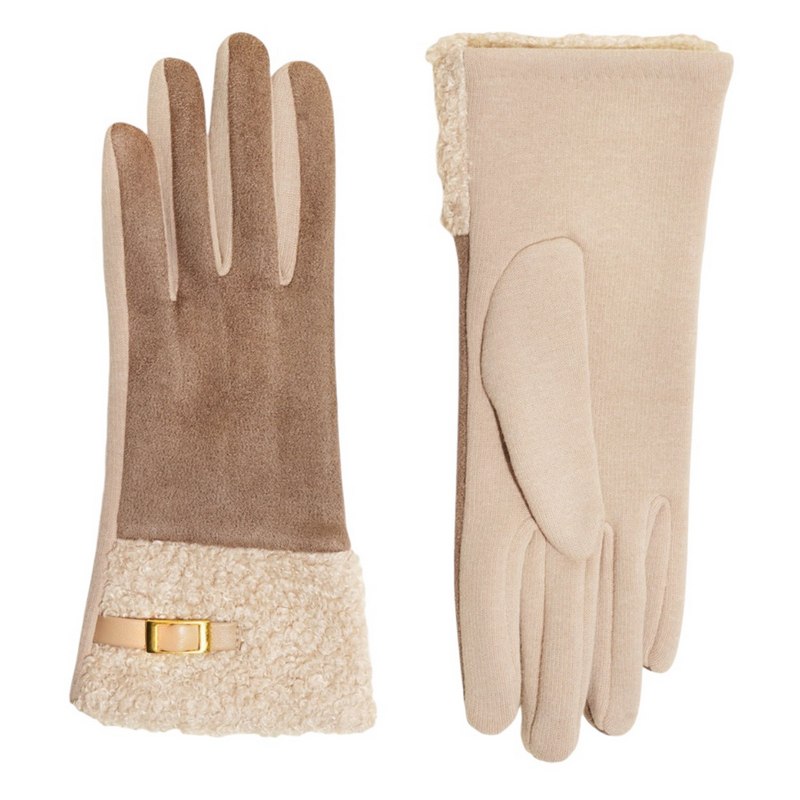 Powder Designs Audrey Faux Suede Gloves Stone AUD2 main