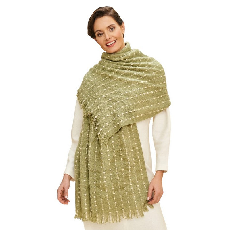 Powder Designs Dakota Cosy Scarf Sage DAK1 on model