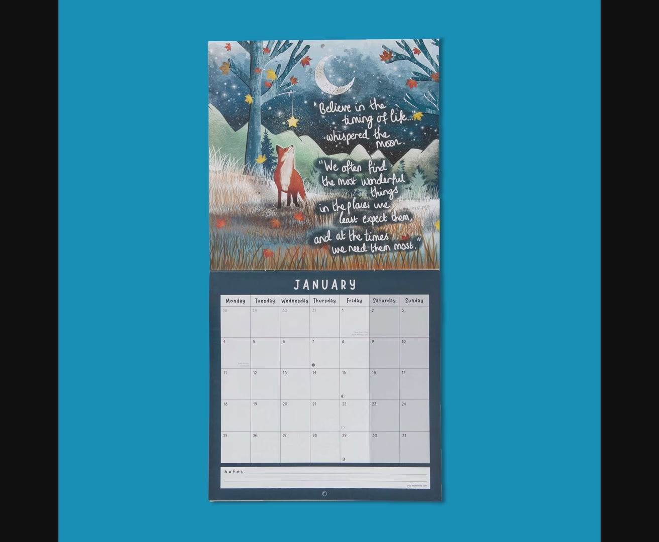 Fox Under The Moon Wall Calendar 2027 flip video