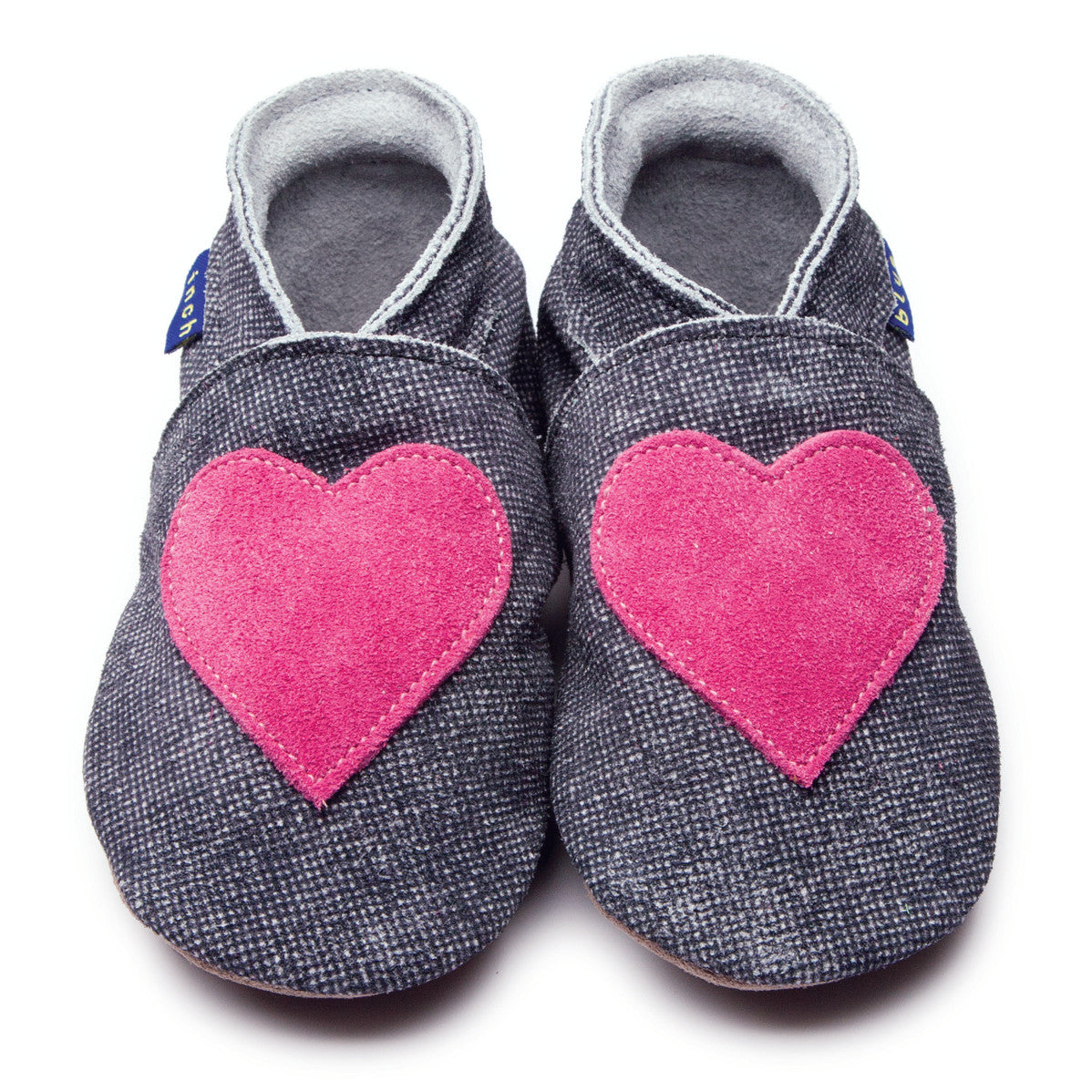 Inch Blue Love Denim & Shocking Pink Heart Baby Booties