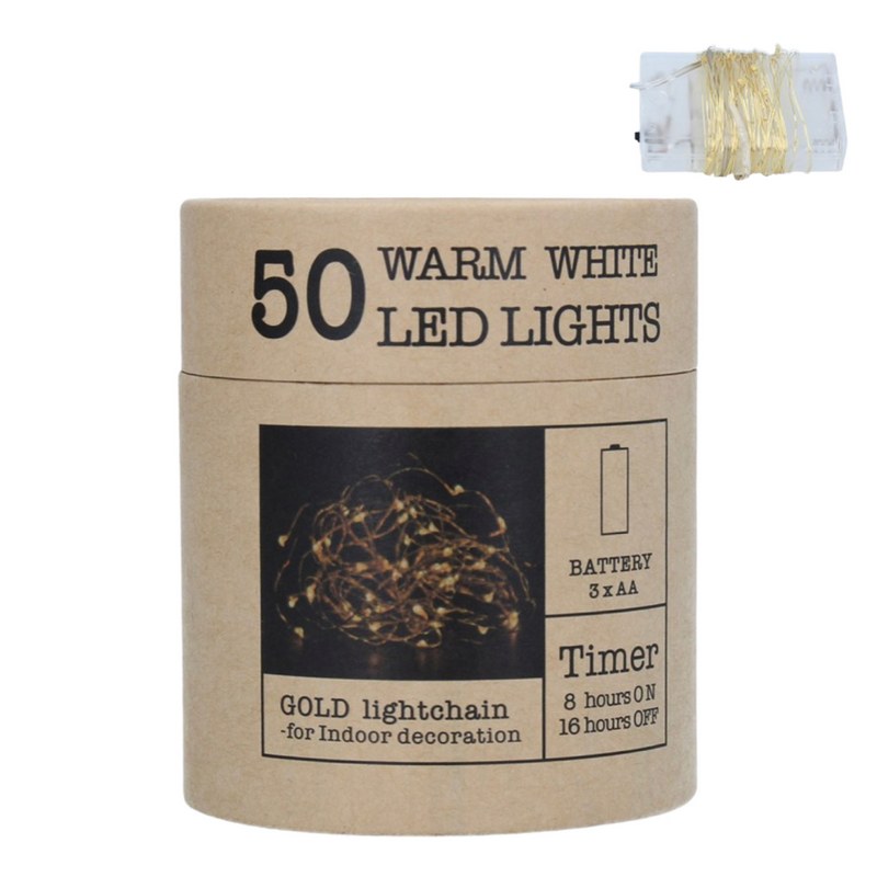 50 Warm White LED Lights On Gold Wire 5M 32280 main