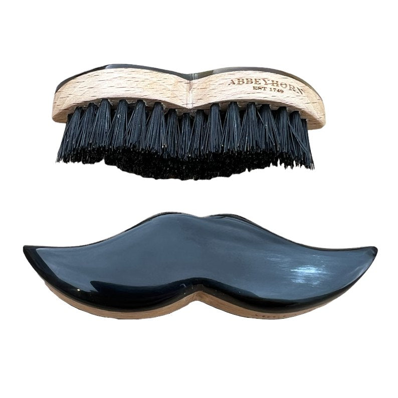 Abbeyhorn Horn Moustache Brush top and side