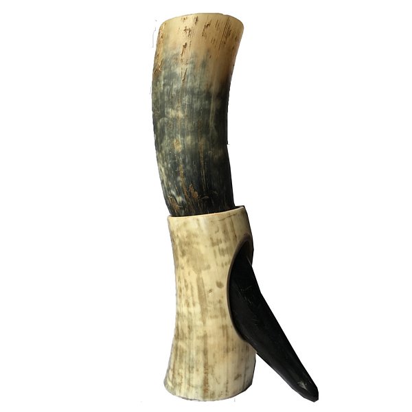 Abbeyhorn Rough Drinking Horn on Stand