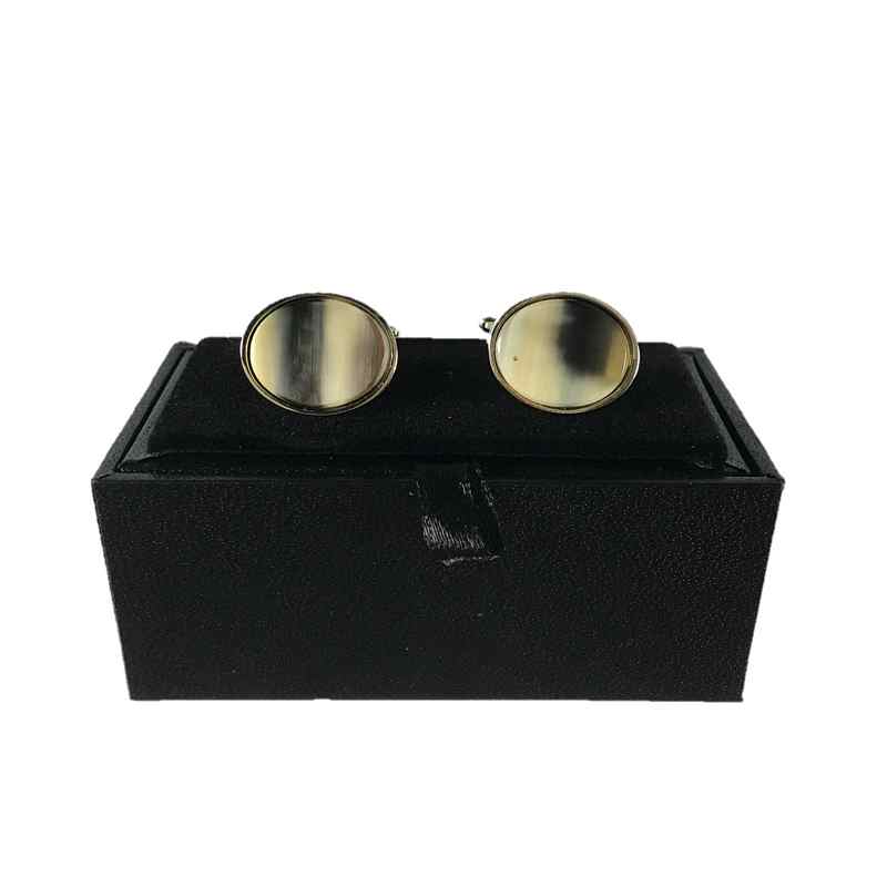 Abbeyhorn Oxhorn Cufflinks Round in box