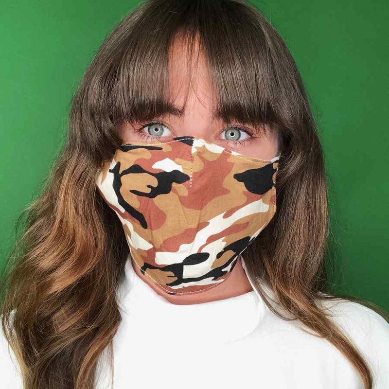 Adult Cotton Face Mask Camo Brown MKM10A-07N front