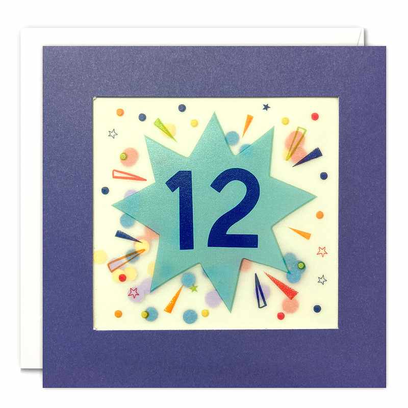 Age 12 Star Paper Shakies Birthday Card PP3776 front
