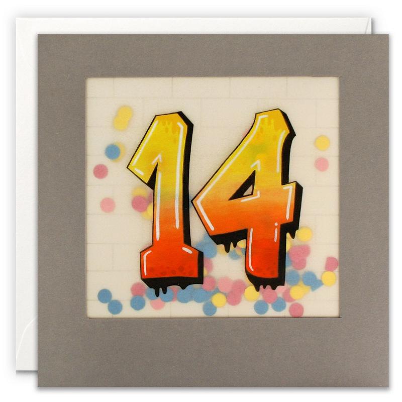 Age 14 Graffiti Paper Shakies Birthday Card PP3421 front