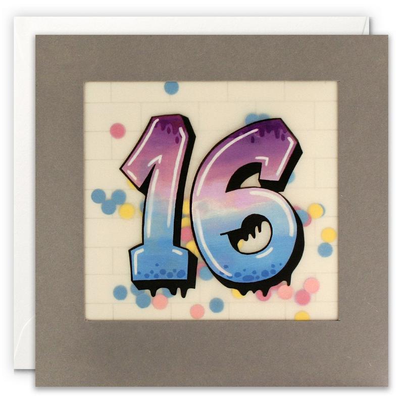 Age 16 Graffiti Paper Shakies Birthday Card PP3423 front