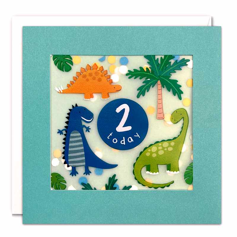 Age 2 Dinosaurs Paper Shakies Birthday Card PP3714 front