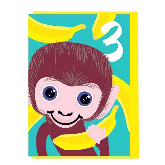 Age 3 Cheeky Monkey Birthday Card AM005