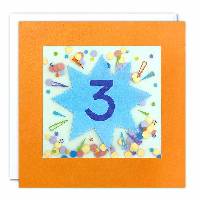 Age 3 Star Paper Shakies Birthday Card PP3902 front