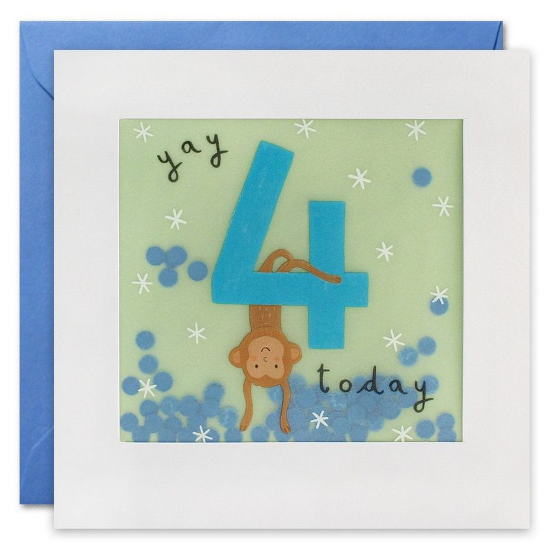 Age 4 Monkey Paper Shakies Card