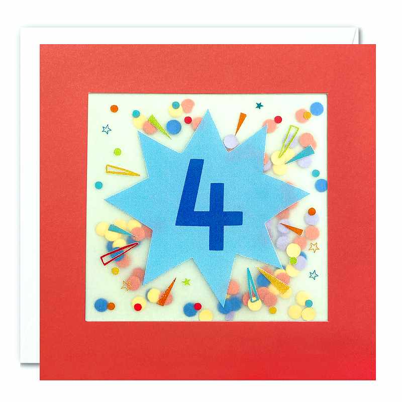 Age 4 Star Paper Shakies Birthday Card PP3903 front