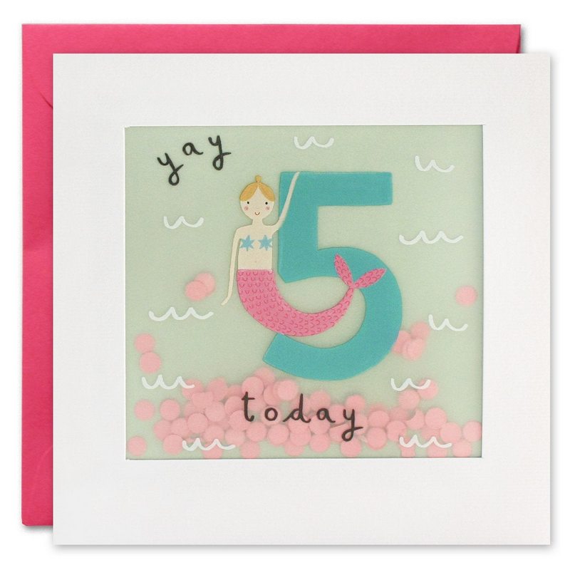 Age 5 Mermaid Paper Shakies Card