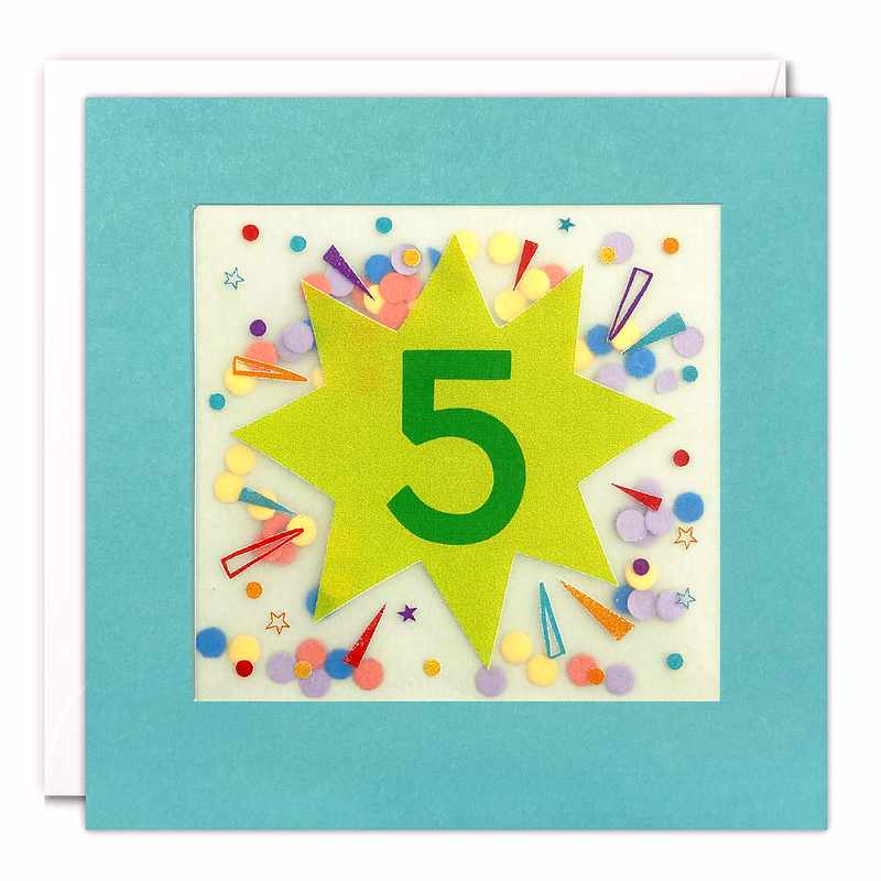 Age 5 Star Paper Shakies Birthday Card PP3904 front