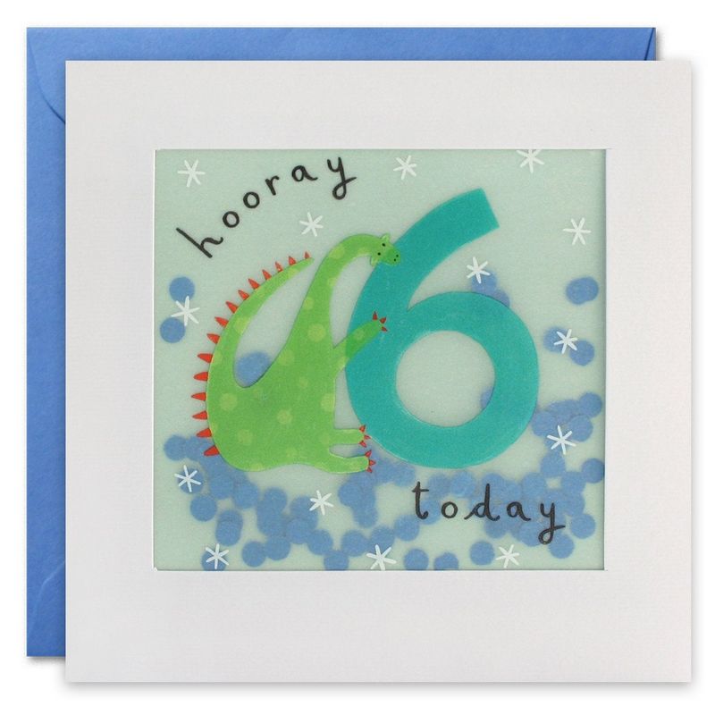 Age 6 Dinosaur Paper Shakies Birthday Card PP3278 front