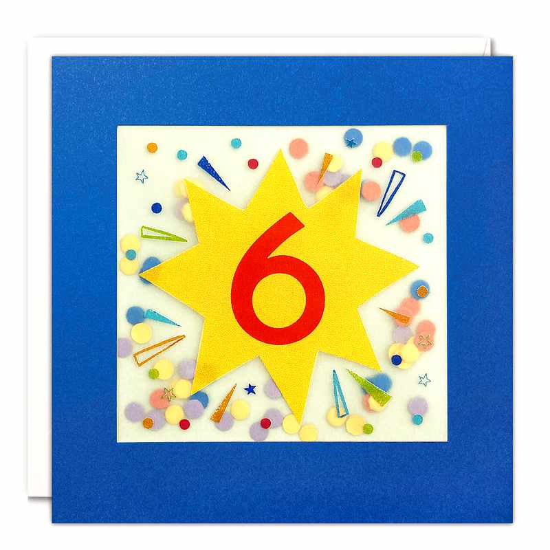 Age 6 Star Paper Shakies Birthday Card PP3905 front