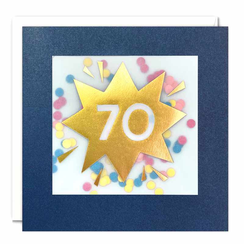 Age 70 Star Paper Shakies Birthday Card PP3761 front