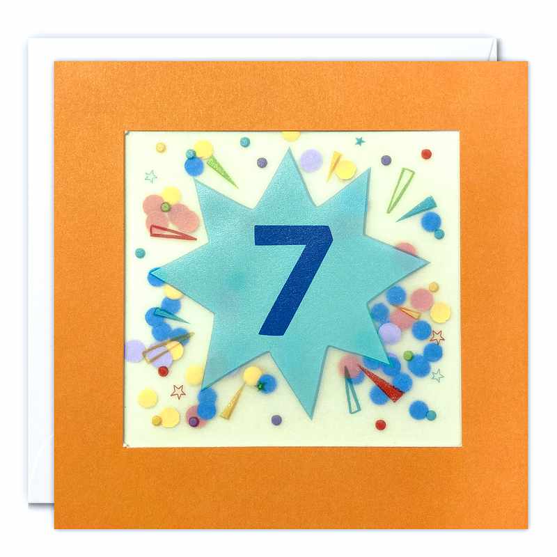 Age 7 Star Paper Shakies Birthday Card PP3771 front