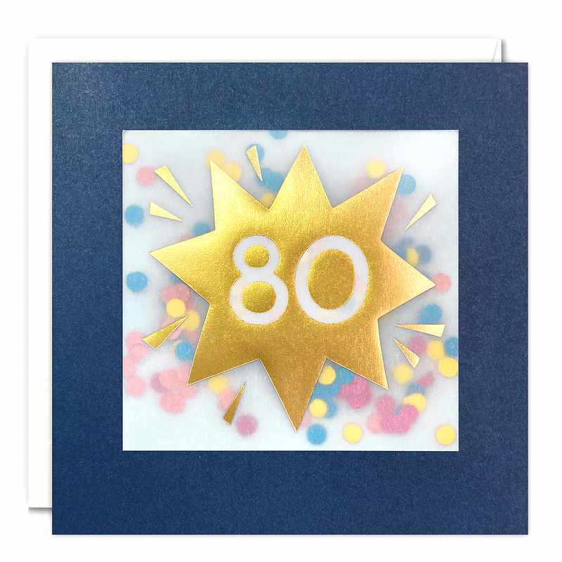 Age 80 Star Paper Shakies Birthday Card PP3762 front