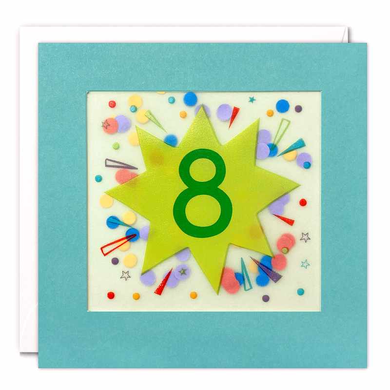 Age 8 Star Paper Shakies Birthday Card PP3772 front