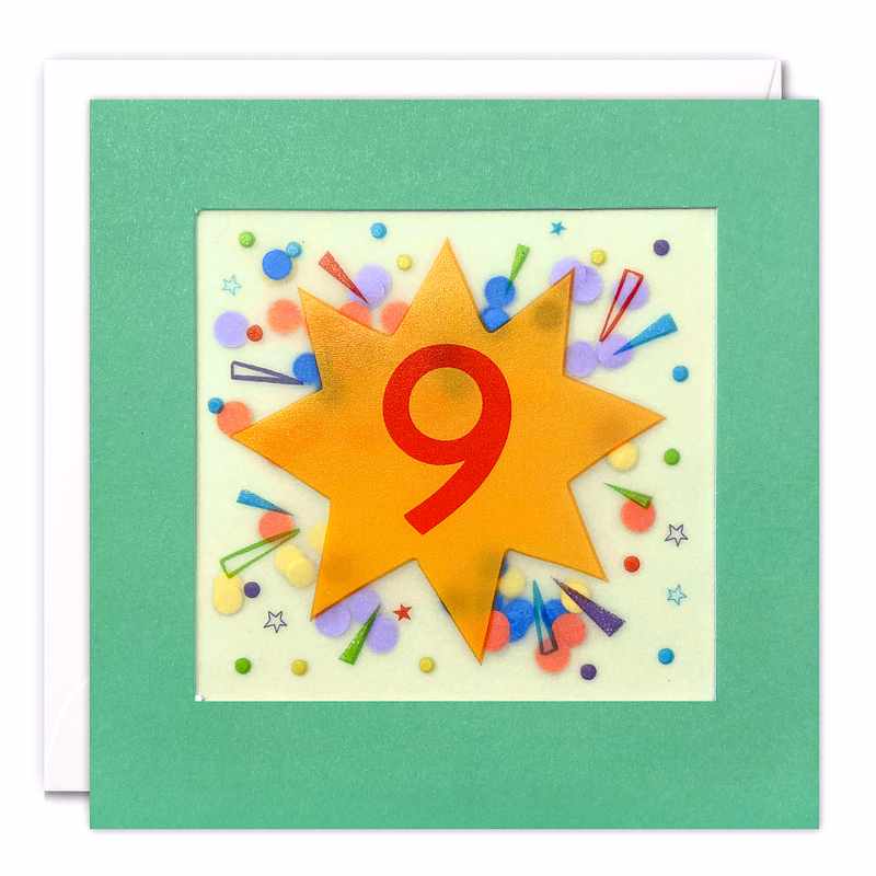 Age 9 Star Paper Shakies Birthday Card PP3773 front