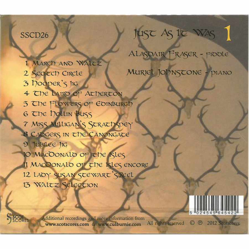 Alasdair Fraser & Muriel Johnstone - Just As It Was 1 CD back cover