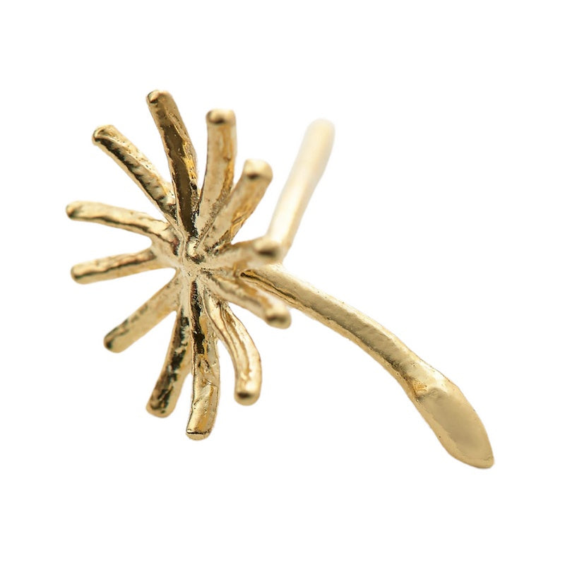 Alex Monroe Jewellery Assymetric Dandelion Fluff Earrings Gold Plate NLE3-GP detail