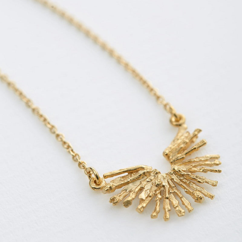 Alex Monroe Jewellery Nest Structure Half Circle Necklace Gold Plate NLN4-GP on paper