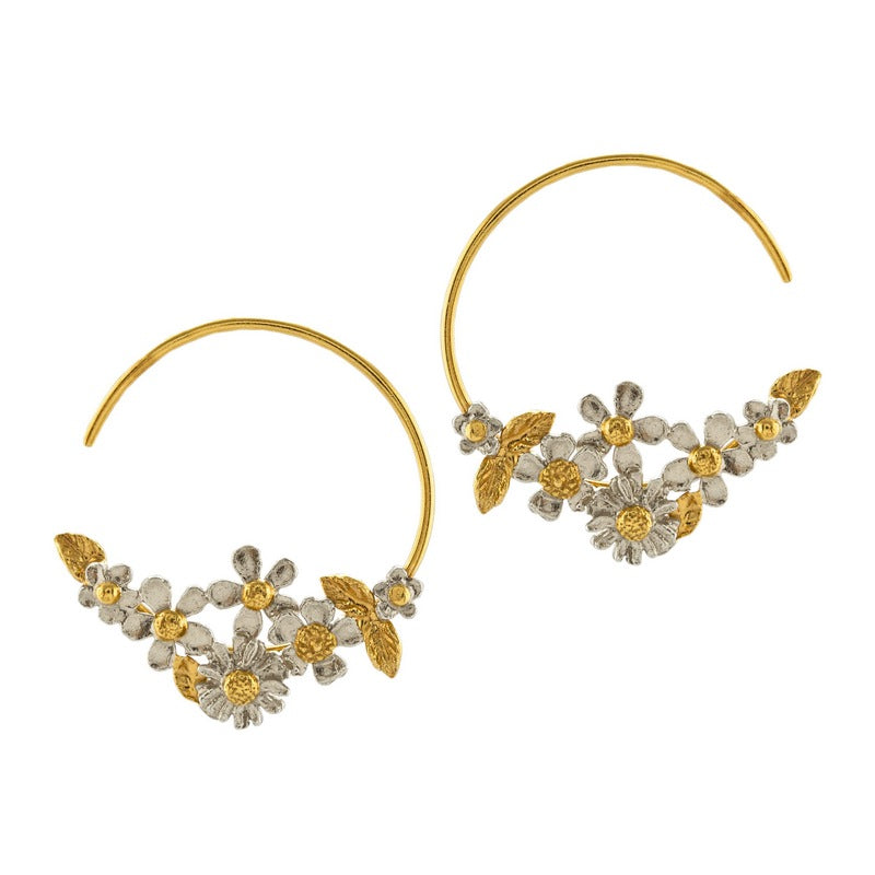 Alex Monroe Jewellery Posy Bloom Hoop Earrings Silver & Gold Plate FSE1-MIX main