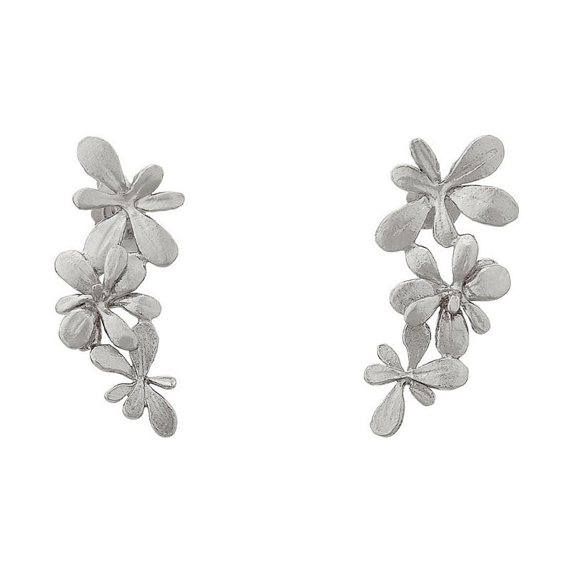 Alex Monroe Jewellery Sprouting Rosette Drop Earrings Silver HBE2-S main
