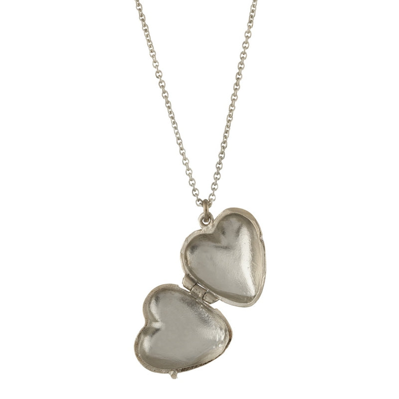 Alex Monroe Jewellery Victoriana Keepsake Heart Locket Silver BVL3-S open