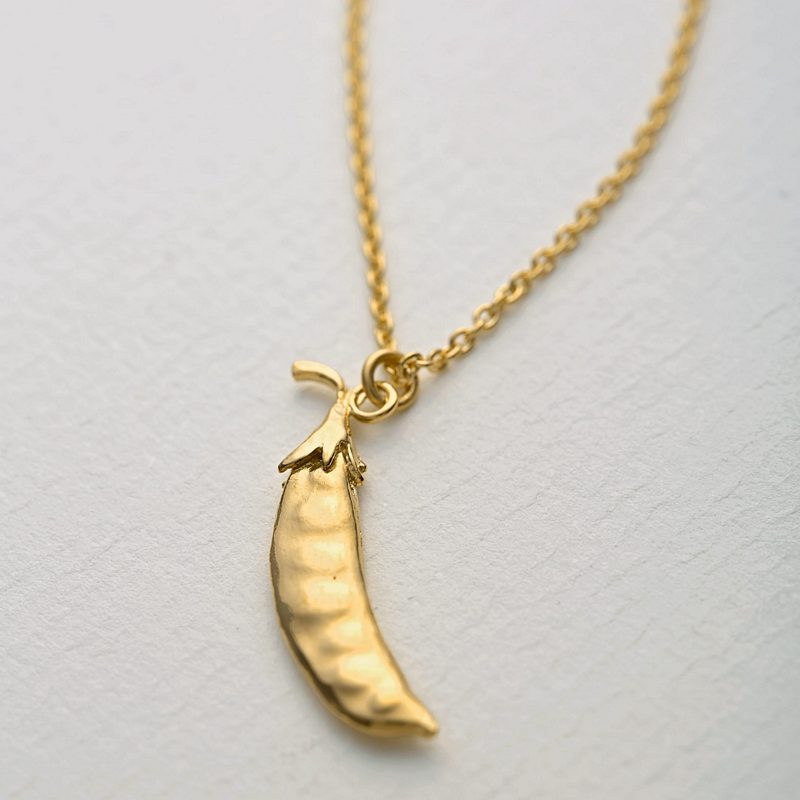 Alex Monroe Peapod Necklace Gold Plated GN3-GP on paper
