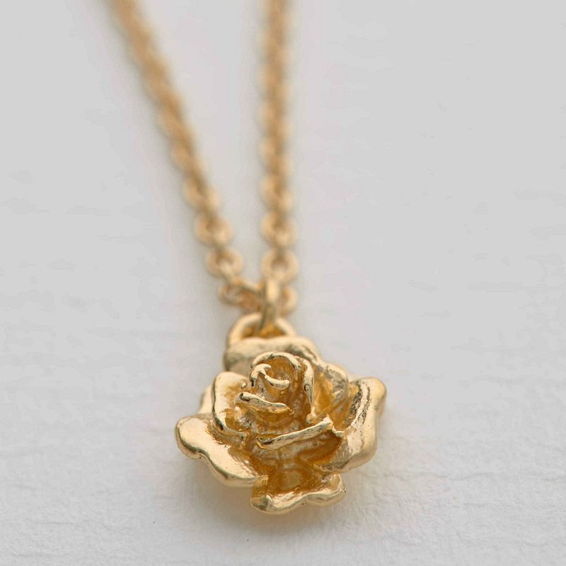 Alex Monroe Rosa Damasca Necklace Gold Plated RDN3-GP on paper