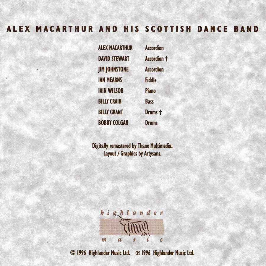 Alex MacArthur & His Scottish Dance Band - Old Masters Volume 1 CD booklet inside
