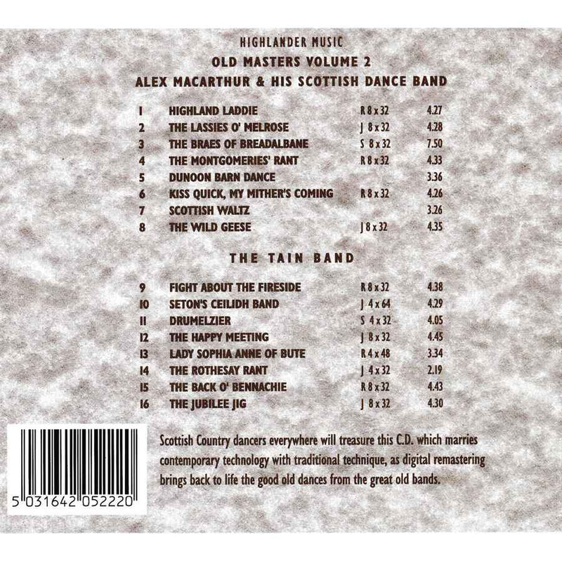 Alex MacArthur & His Scottish Dance Band & The Tain Band - Old Masters Volume 2 CD track list