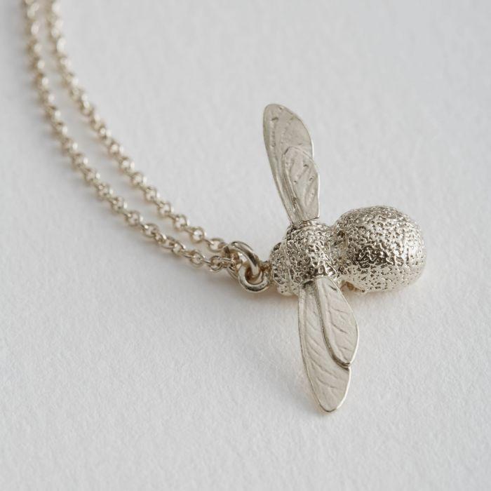 Alex Monroe Baby Bee Necklace Silver BBN1-S on paper
