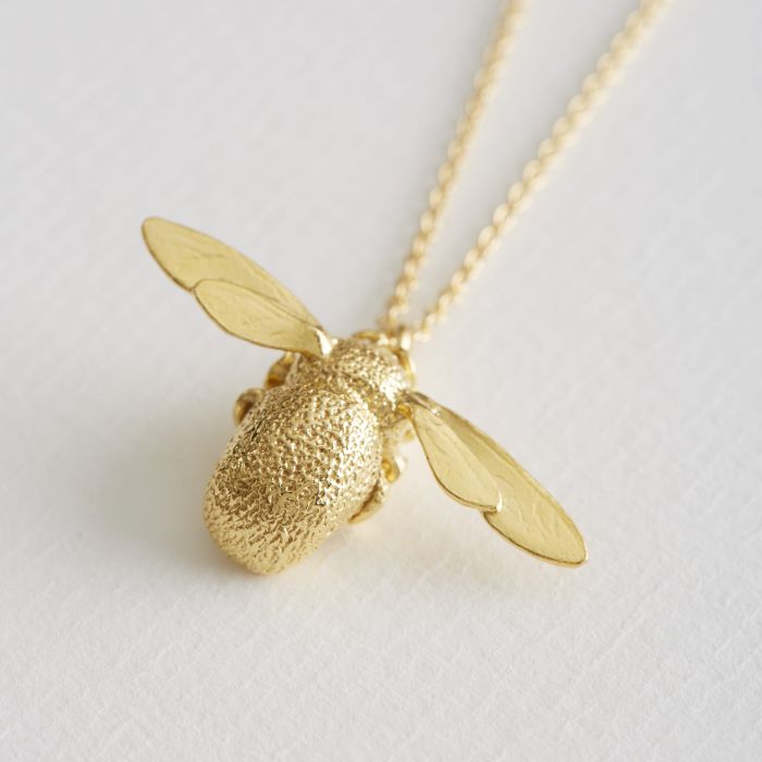 Alex Monroe Bumblebee Necklace Gold Plated OSN1-GP on paper