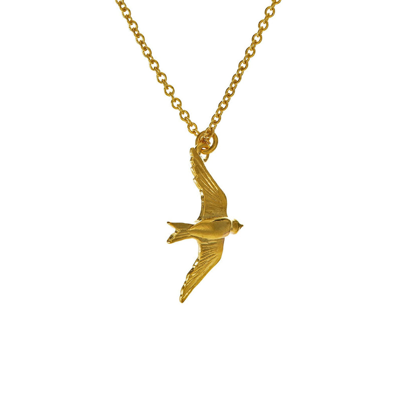 Alex Monroe Jewellery Flying Swallow Necklace Gold Plated DN1-GP back
