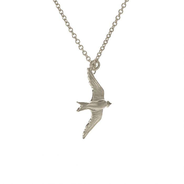 Alex Monroe Flying Swallow Necklace Silver DN1-S back