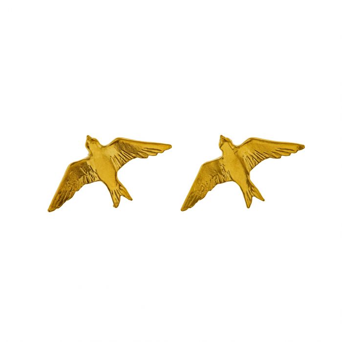 Alex Monroe Flying Swallow Stud Earrings Gold Plated DE2-GP main