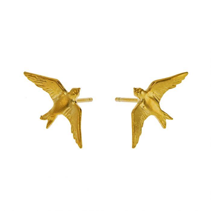Alex Monroe Flying Swallow Stud Earrings Gold Plated DE2-GP side