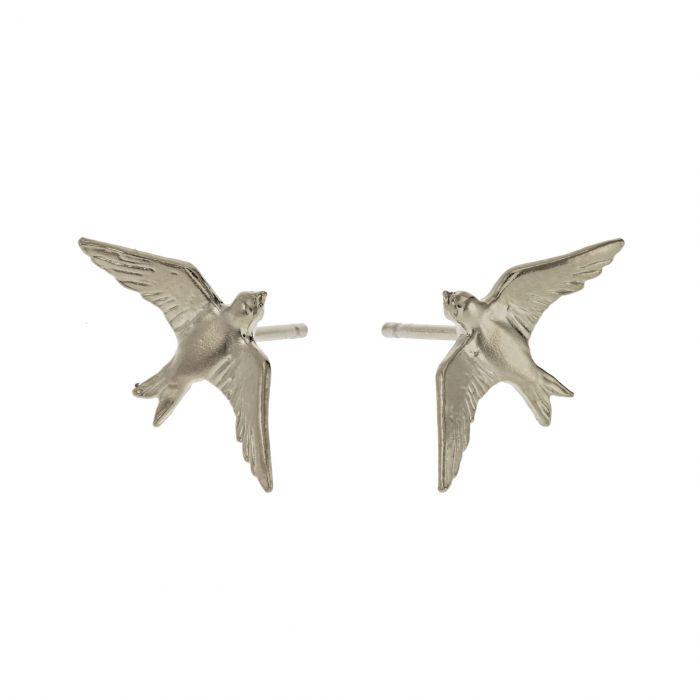 Alex Monroe Flying Swallow Stud Earrings Silver DE2-S side