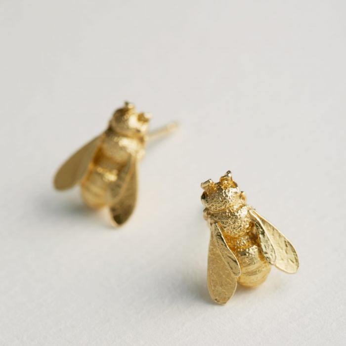 Alex Monroe Honey Bee Stud Earrings Gold Plated DBE5-GP on paper