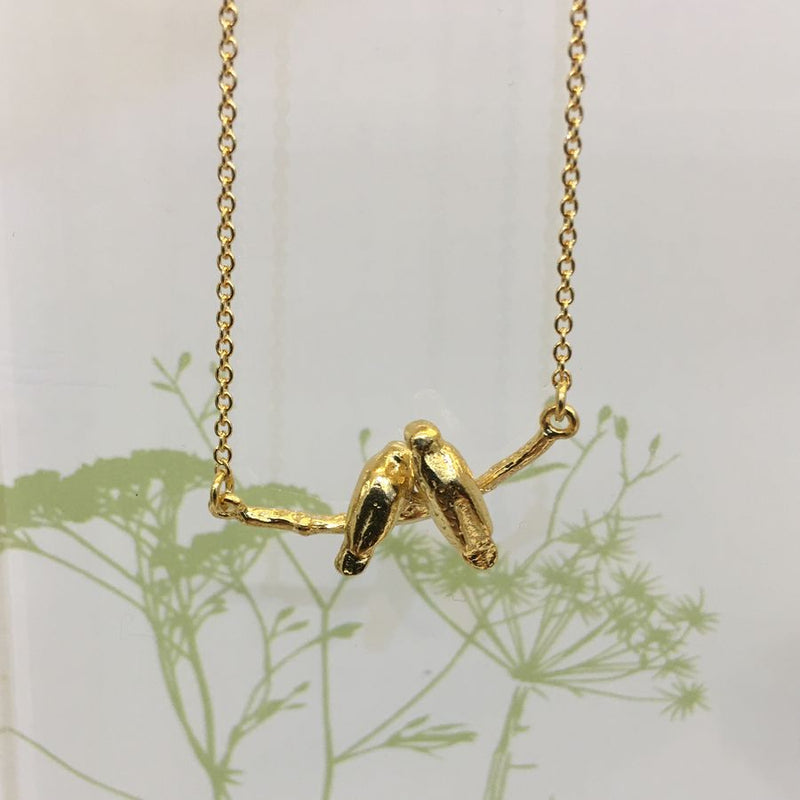 Alex Monroe Jewellery Cosy Lovebirds Necklace Gold Plated