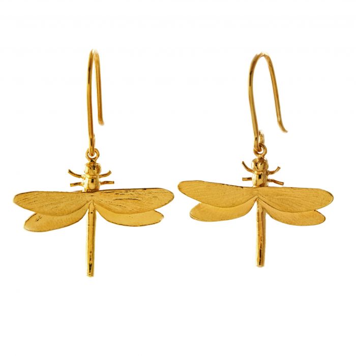 Alex Monroe Jewellery Dragonfly Hook Earrings Gold Plated front