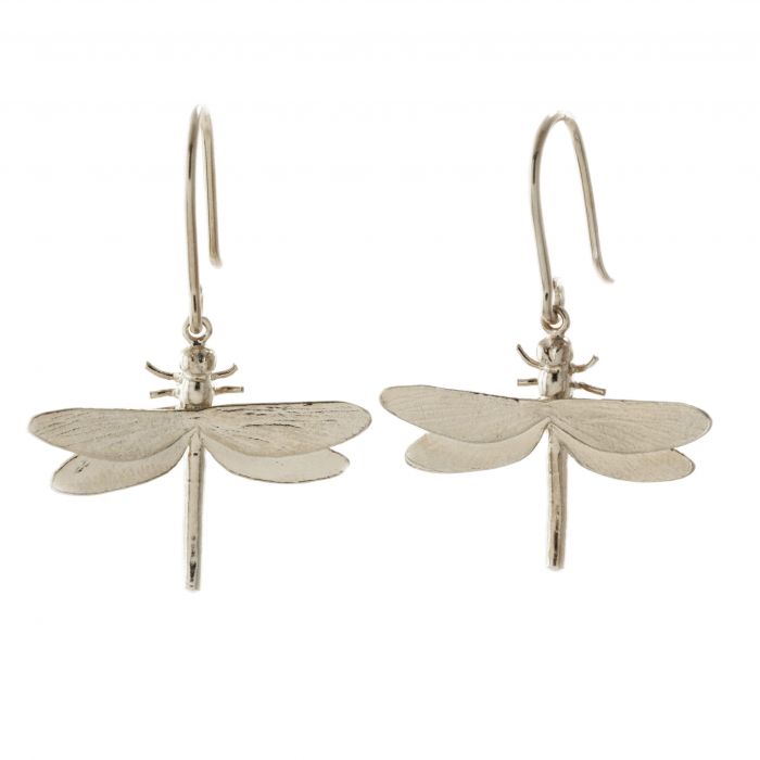 Alex Monroe Jewellery Dragonfly Hook Earrings Silver SMGE11-S front