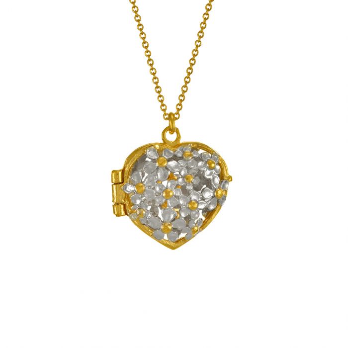 Alex Monroe Jewellery Posy Flower Heart Locket DNL1-MIX front